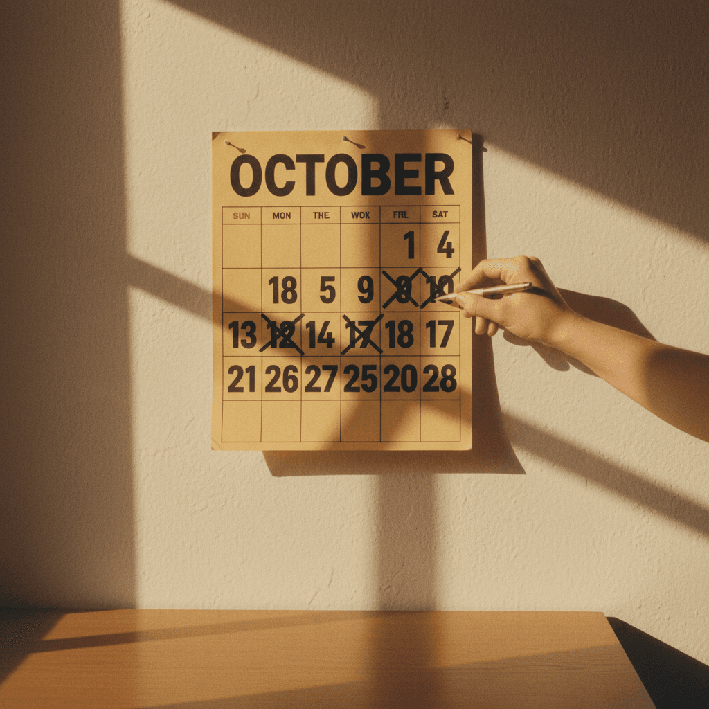 Calendar with dates crossed off