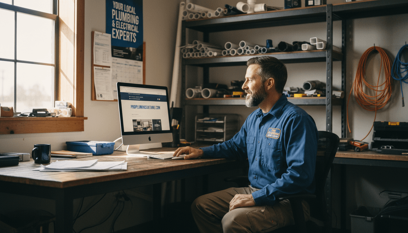 Tradie reviewing work schedule on tablet